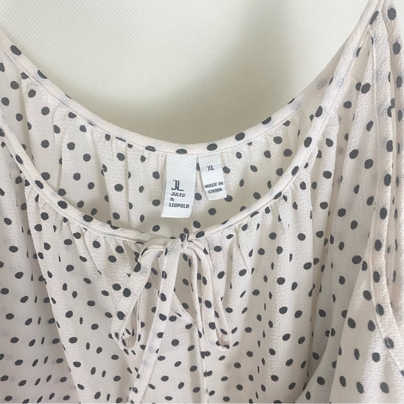 Jules & Leopold Black and White polka dot Open Cold shoulder strap top Blouse XL - Picture 8 of 9